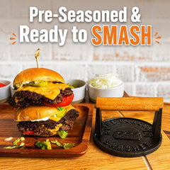 The Burger Smasher in action on a griddle