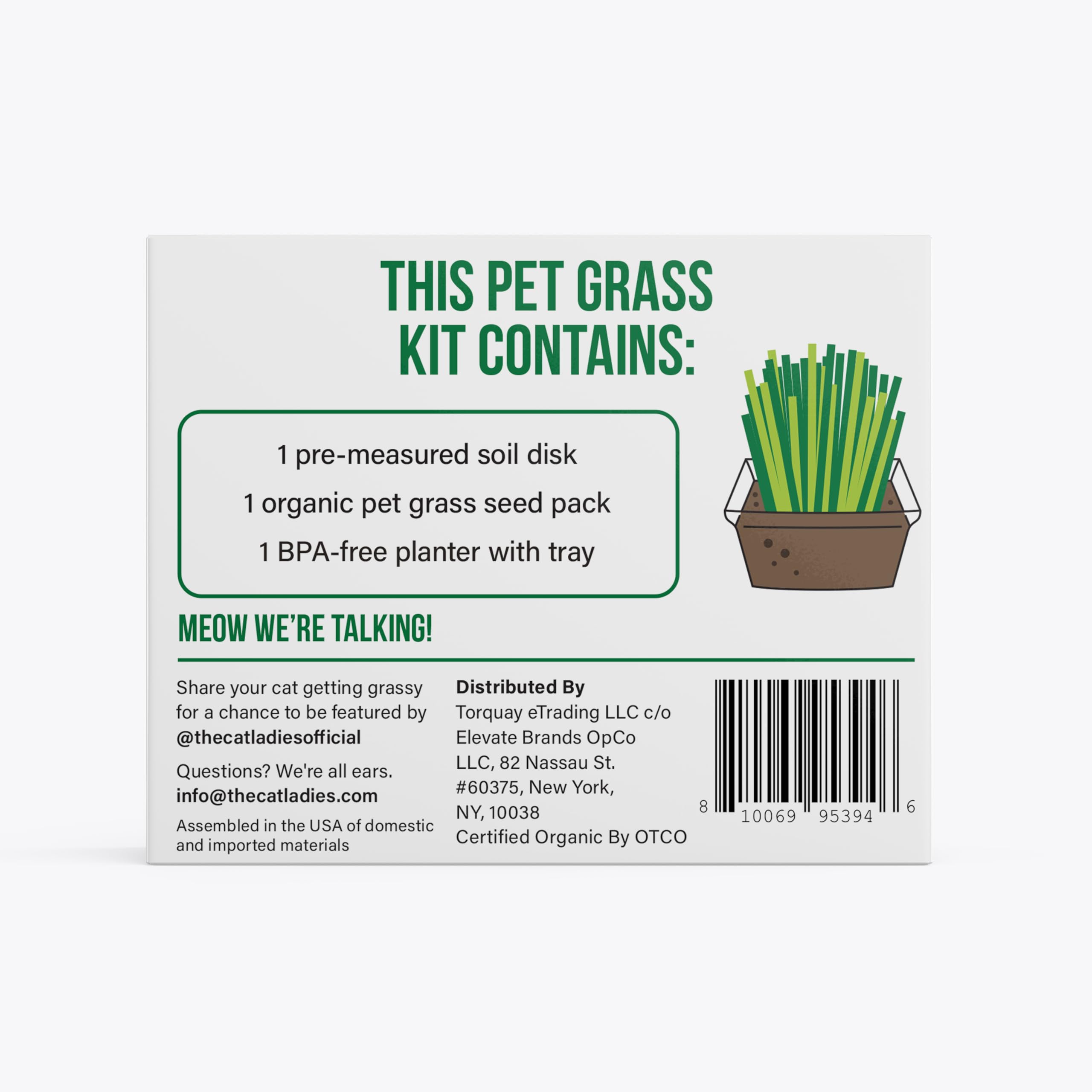 The Cat Ladies Cat Grass Growing Kit displayed on a table
