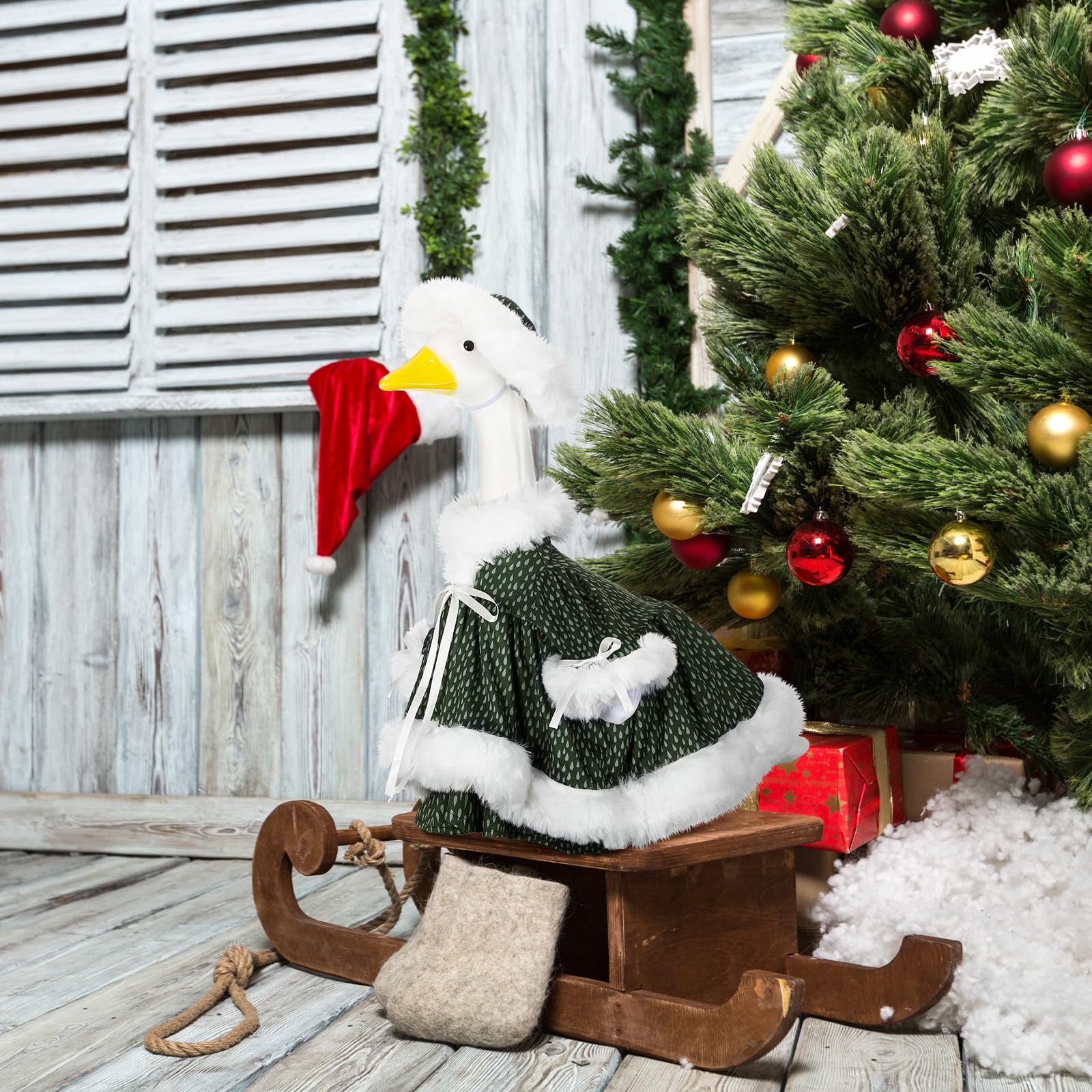 The complete Suzile goose outfit set with festive accessories
