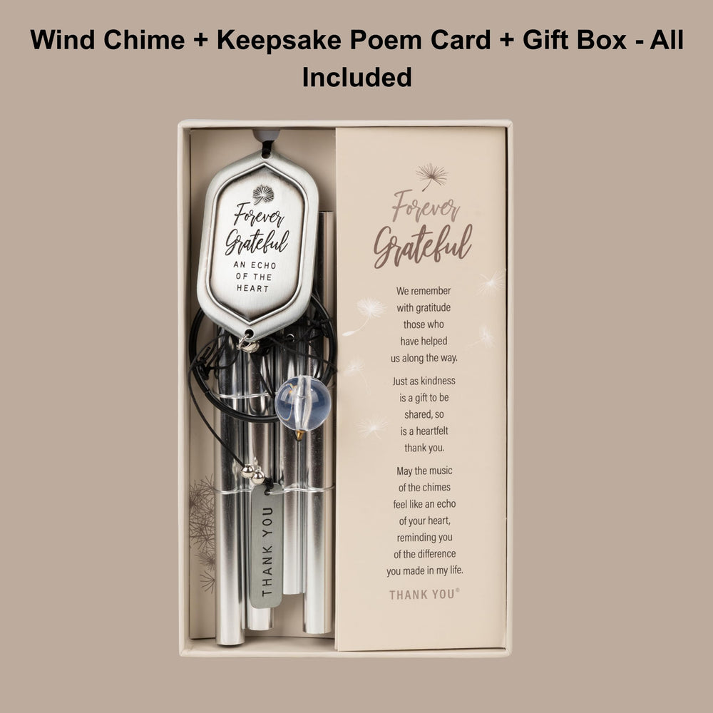 The Forever Grateful poem card included with the wind chime