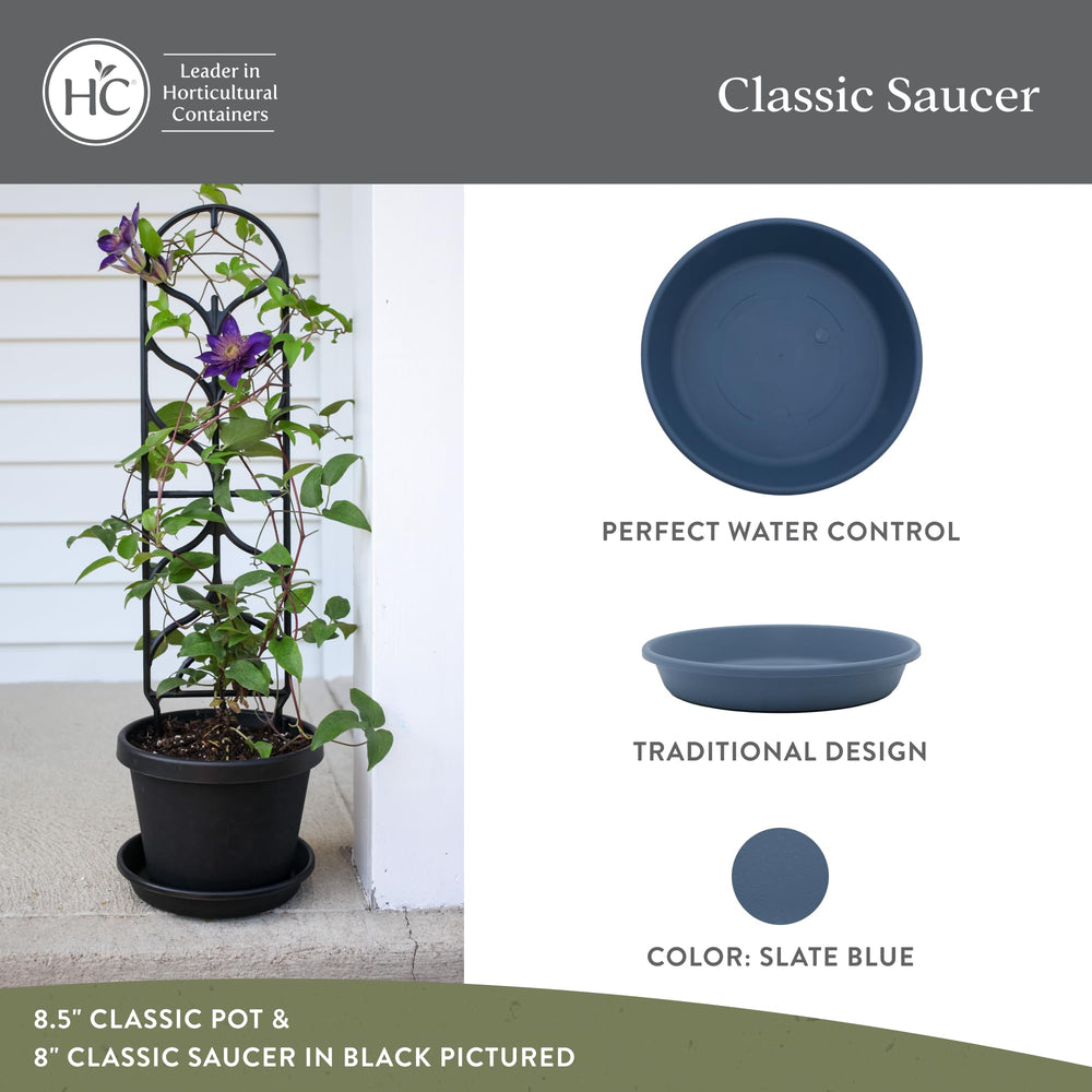 The HC Companies 6 Inch Round Planter Pot Slate Blue side view