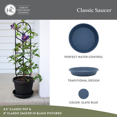 The HC Companies 6 Inch Round Planter Pot Slate Blue side view