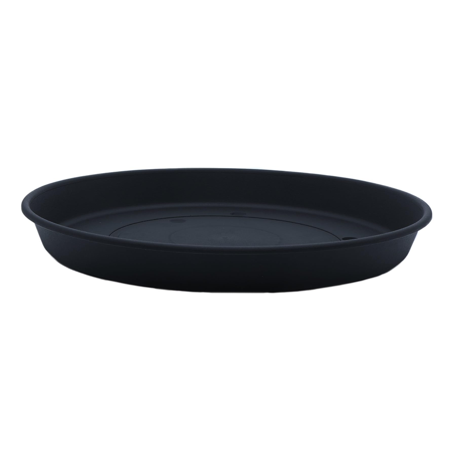 The HC Companies 7-inch black flower pot saucer front view
