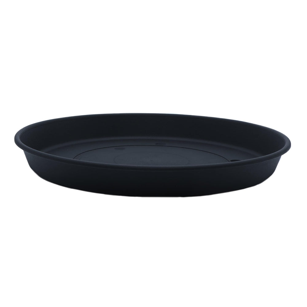 The HC Companies 7-inch black flower pot saucer front view