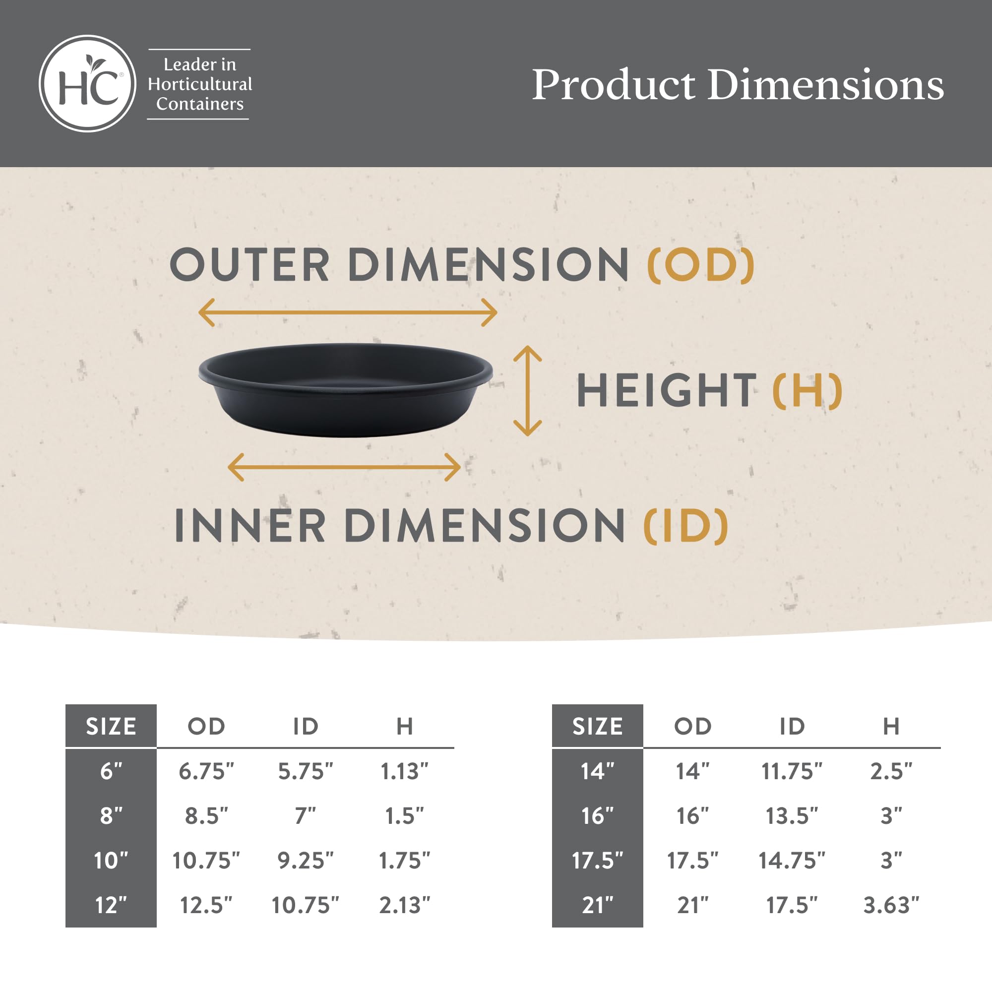 The HC Companies 8-inch flower pot saucer in a garden setting