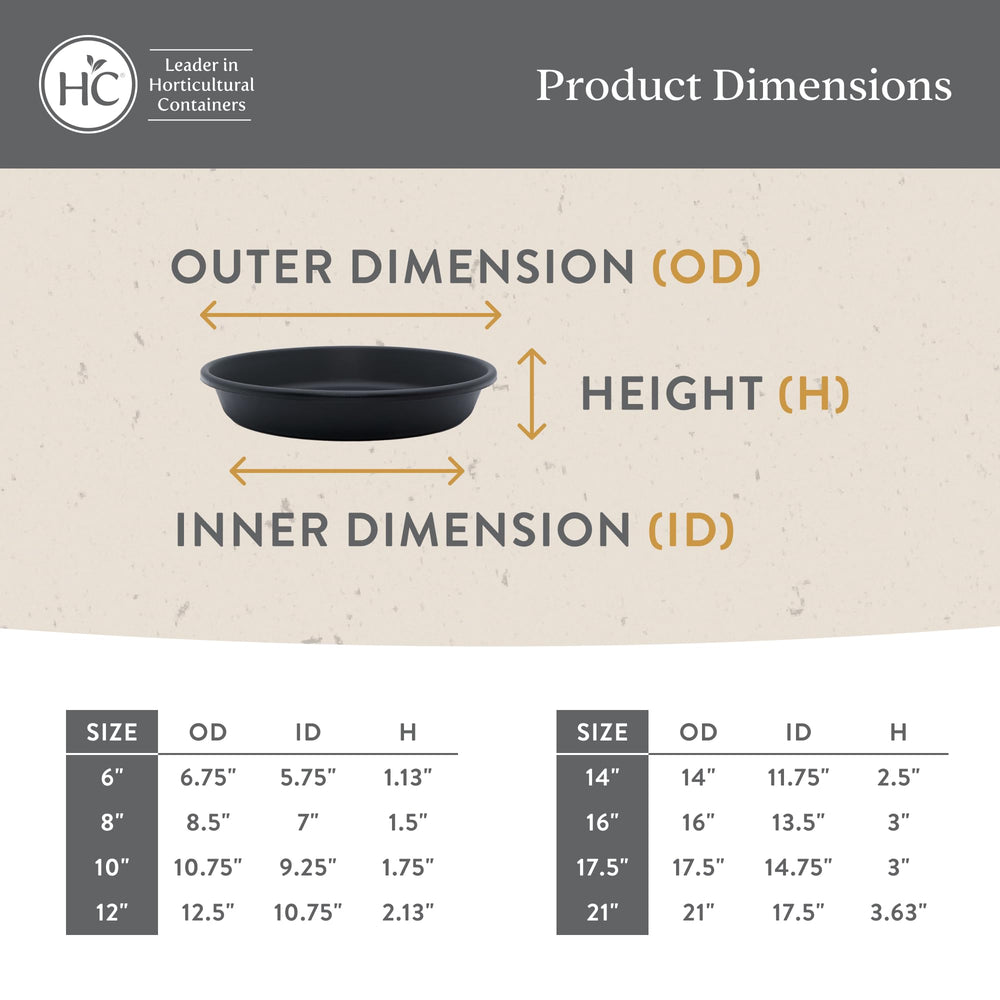 The HC Companies 8-inch flower pot saucer in a garden setting