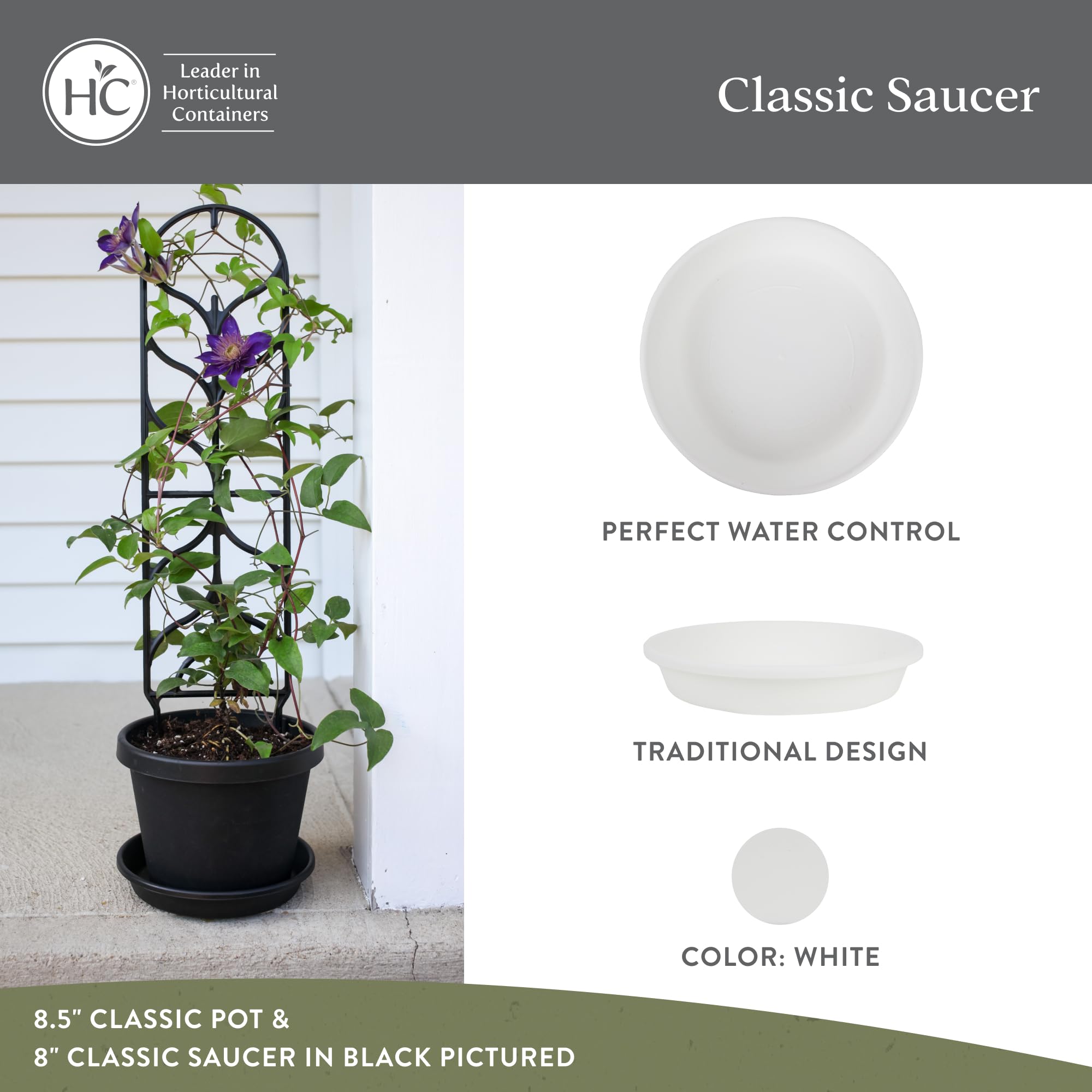 The HC Companies 8-inch flower pot saucer side view