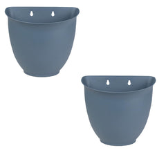 The HC Companies 8 Inch Garden Wall Planter slate blue front view