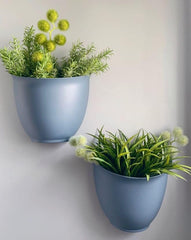 The HC Companies 8 Inch Garden Wall Planter slate blue side view