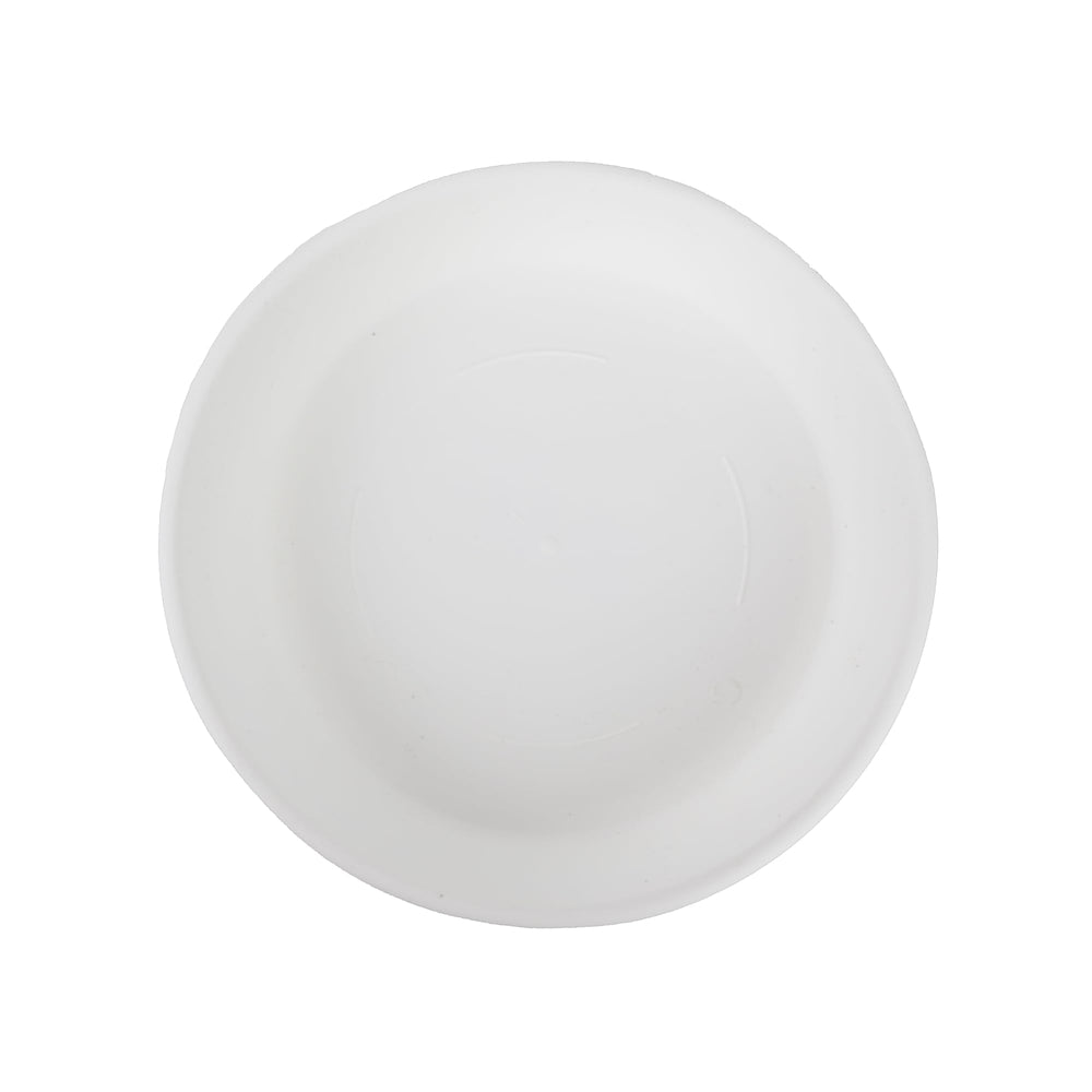 The HC Companies 8-inch white flower pot saucer front view