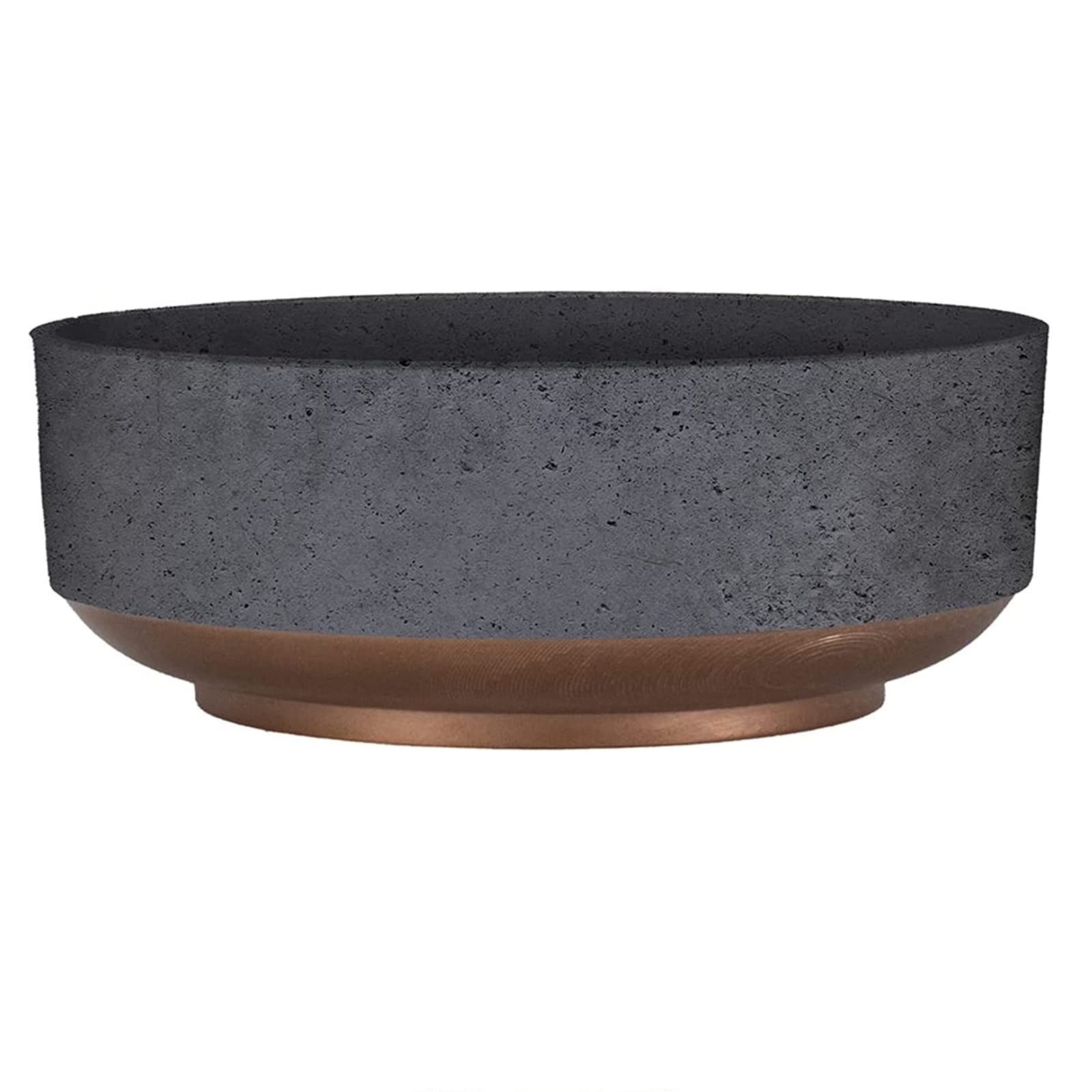 The HC Companies Capri Bowl 8-inch faux concrete planter with copper band
