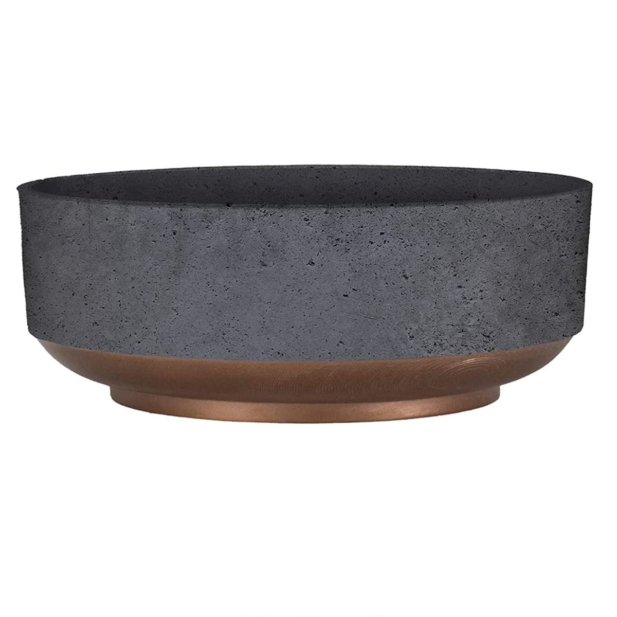 The HC Companies Capri Bowl 8-inch faux concrete planter with copper band