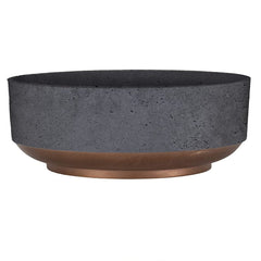 The HC Companies Capri Bowl 8-inch faux concrete planter with copper band