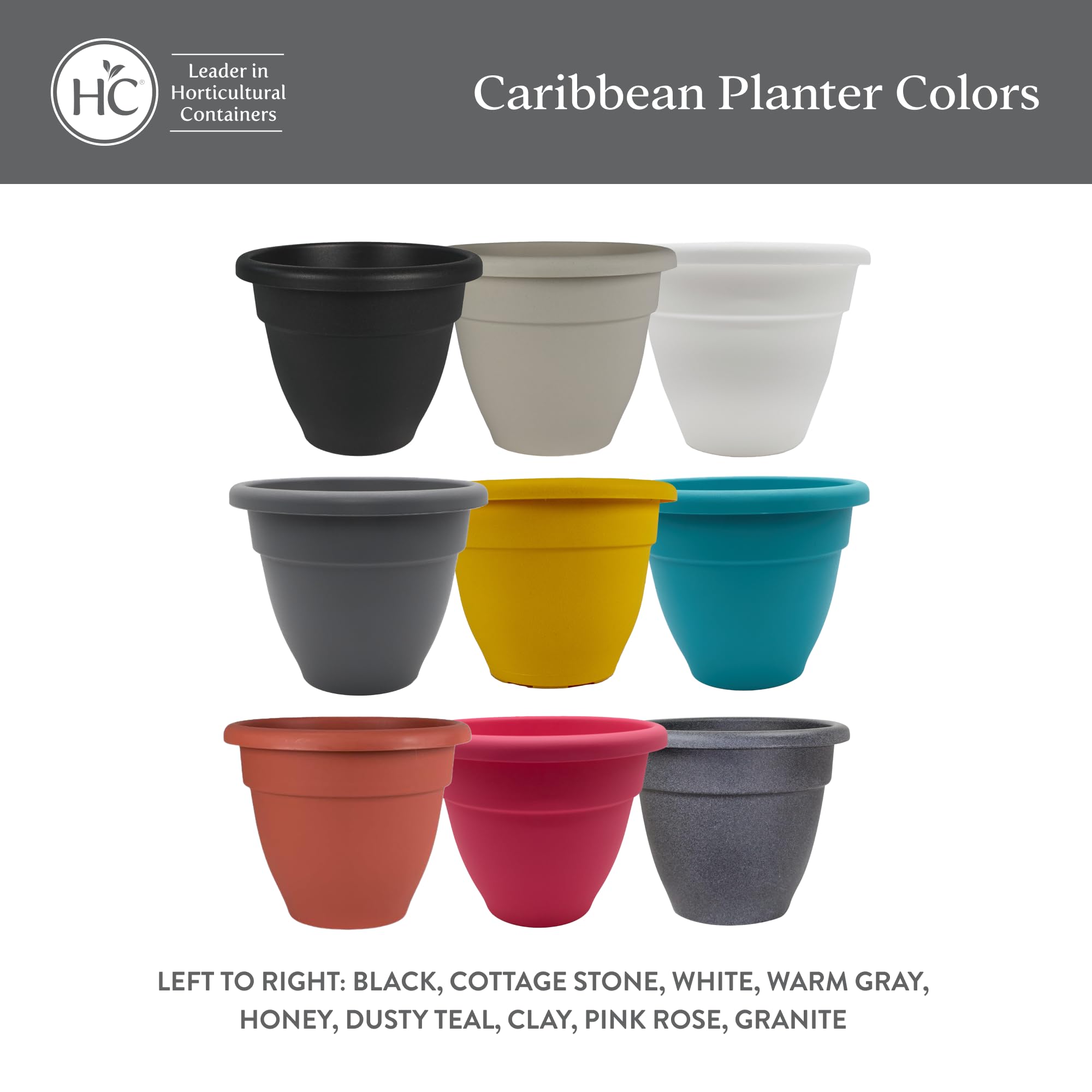 The HC Companies Caribbean Planter Pot dimensions layout