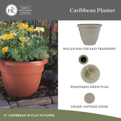 The HC Companies Caribbean Planter Pot side view showing rolled rim