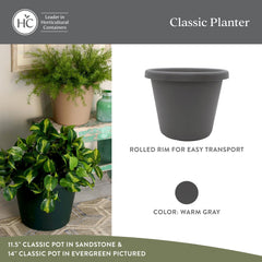 The HC Companies classic round plant pot with rolled rim side view