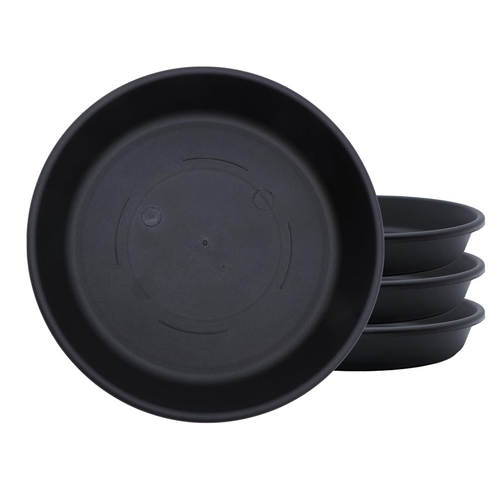 The HC Companies Classic Round Planter Pot 10-inch black front view