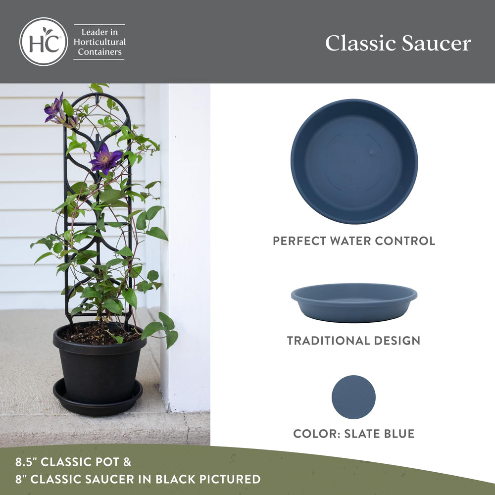 The HC Companies Classic Round Planter Pot 10-inch slate blue side view