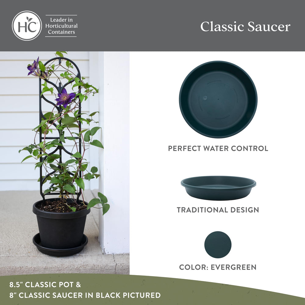 The HC Companies Classic Round Planter Pot 12-inch Evergreen side view