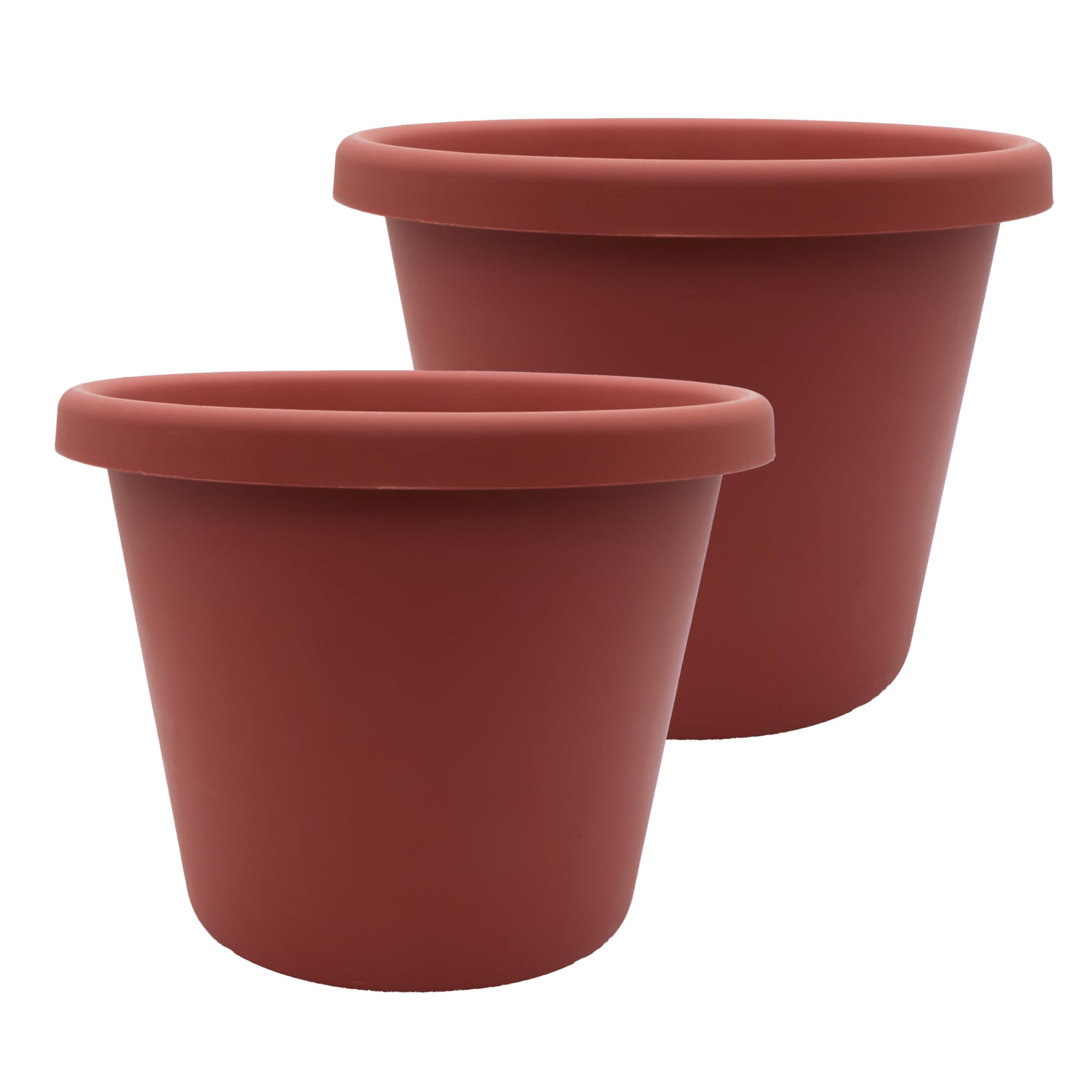 The HC Companies Classic Round Planter Pot Clay front view