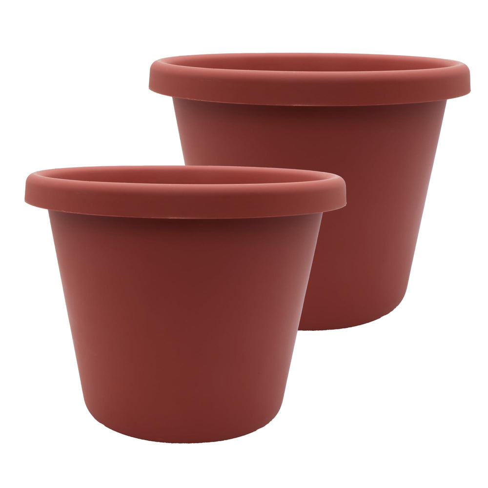 The HC Companies Classic Round Planter Pot Clay front view