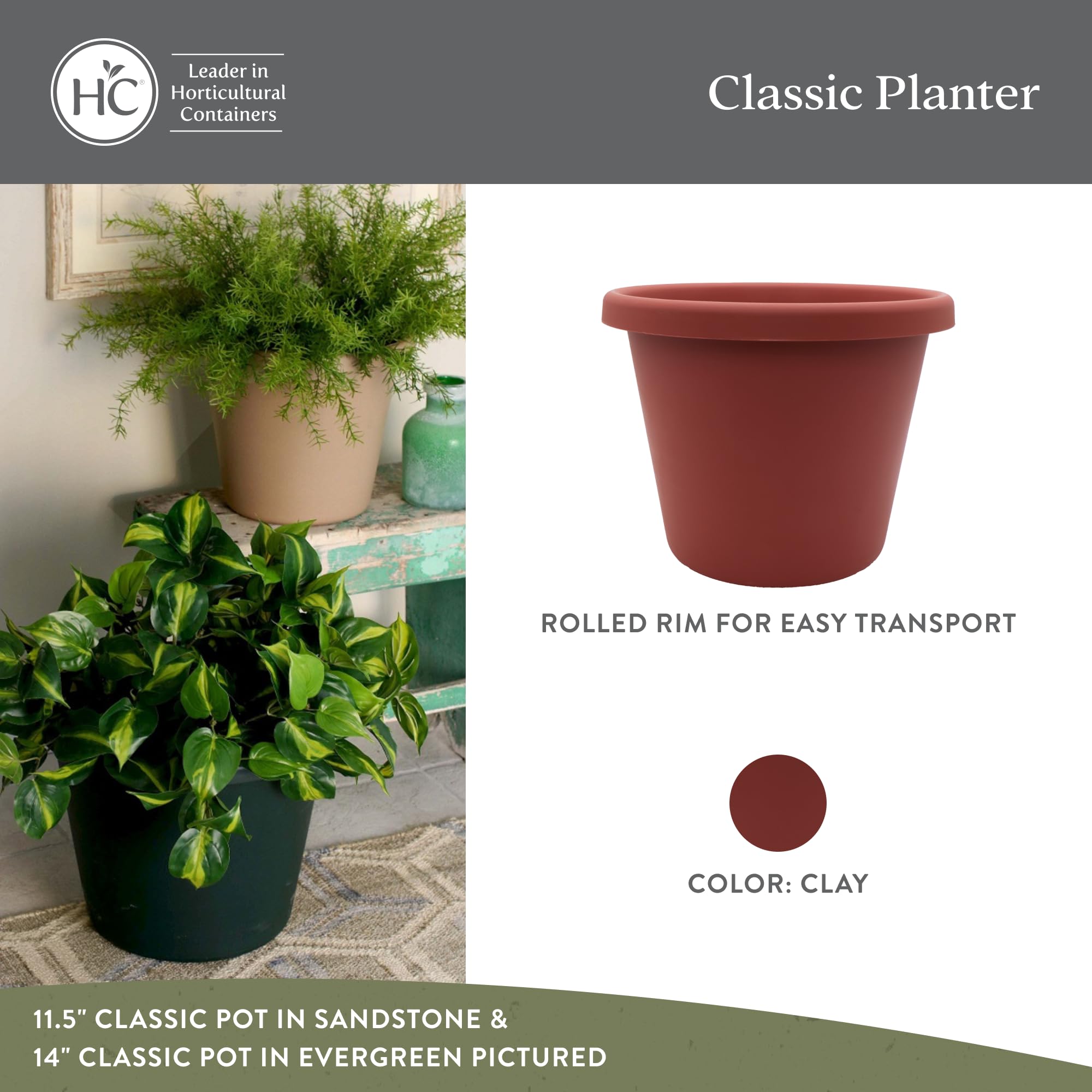 The HC Companies Classic Round Planter Pot Clay top view
