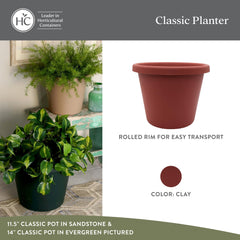 The HC Companies Classic Round Planter Pot Clay top view