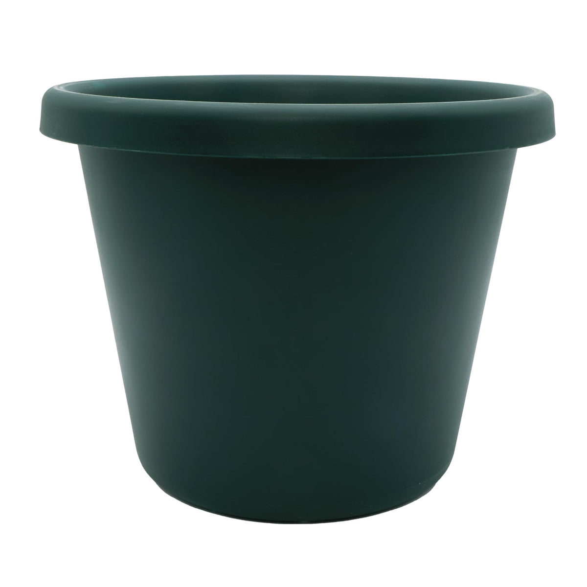 The HC Companies Classic Round Plastic Plant Pot Evergreen front view