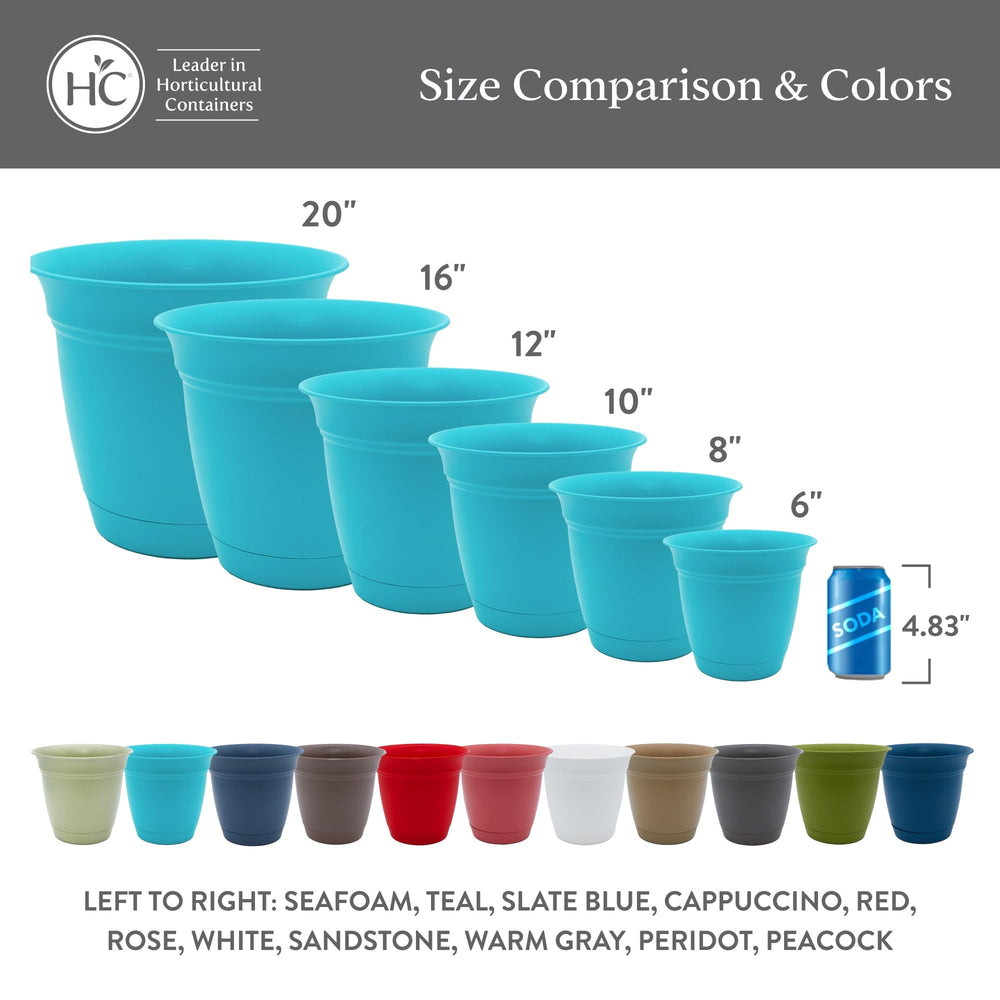 The HC Companies Eclipse Round Planter Pot, 12 inch, Sandstone lifestyle shot