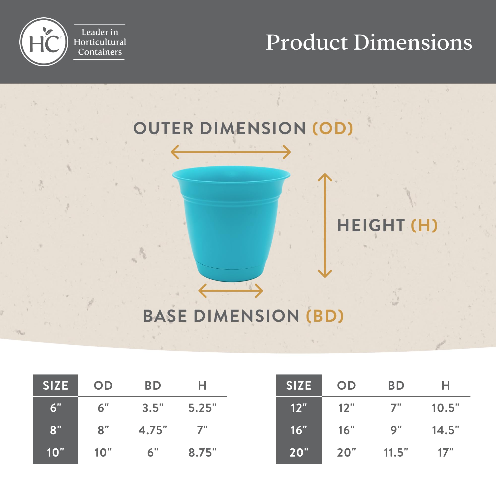 The HC Companies Eclipse Round Planter Pot, 12 inch, Sandstone on patio