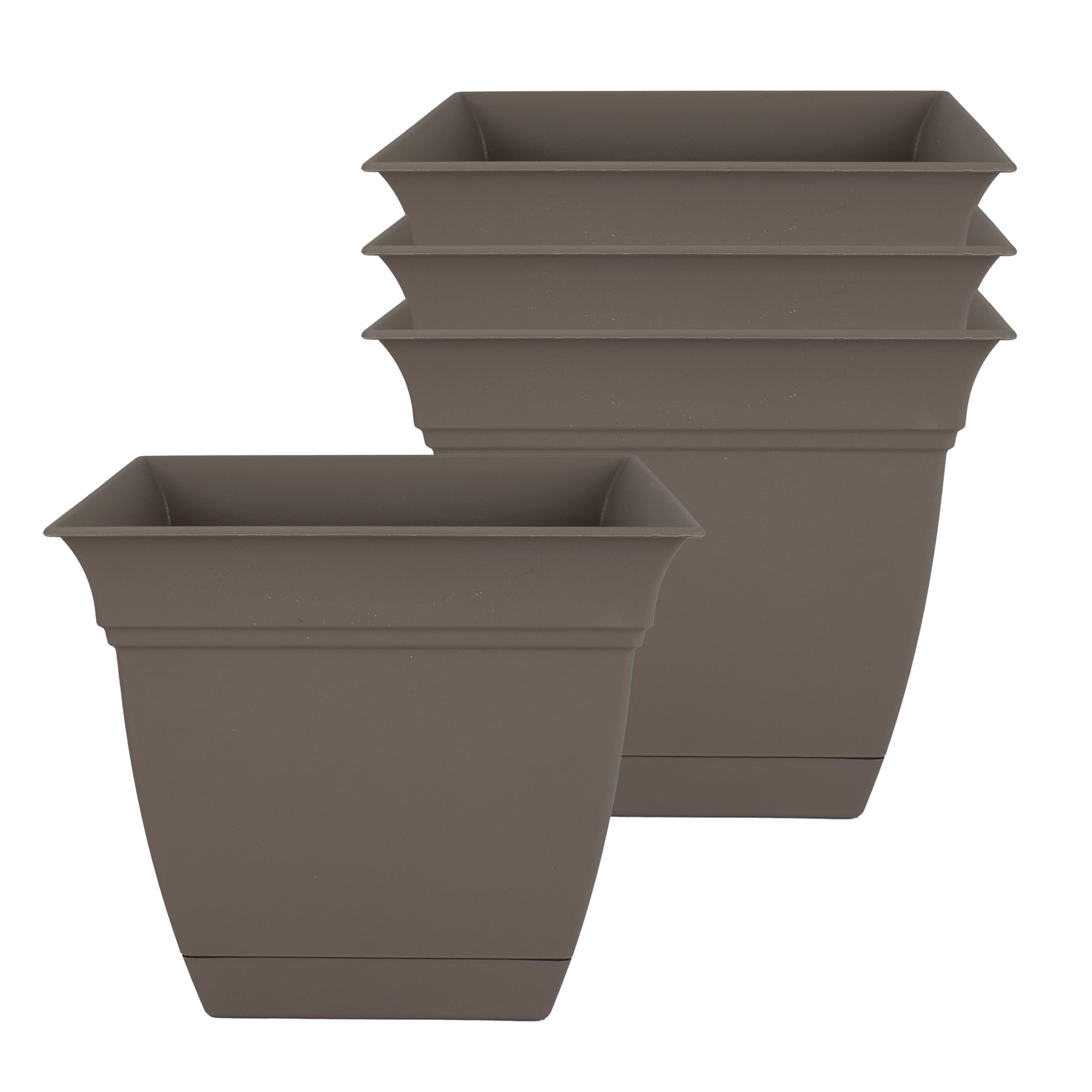 The HC Companies Eclipse Square Planter Pot, cappuccino, front view