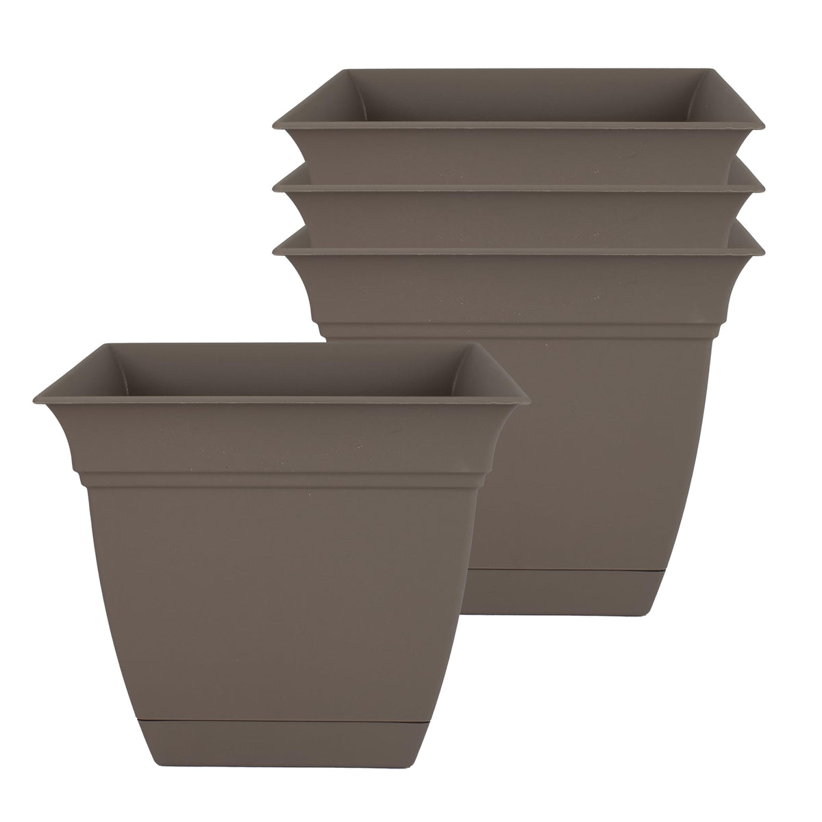 The HC Companies Eclipse Square Planter Pot, cappuccino, front view