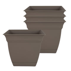 The HC Companies Eclipse Square Planter Pot, cappuccino, front view