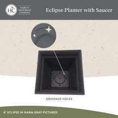 The HC Companies Eclipse Square Planter Pot, cappuccino, side view