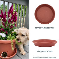The HC Companies Flower Pot Saucer 10-inch clay top view