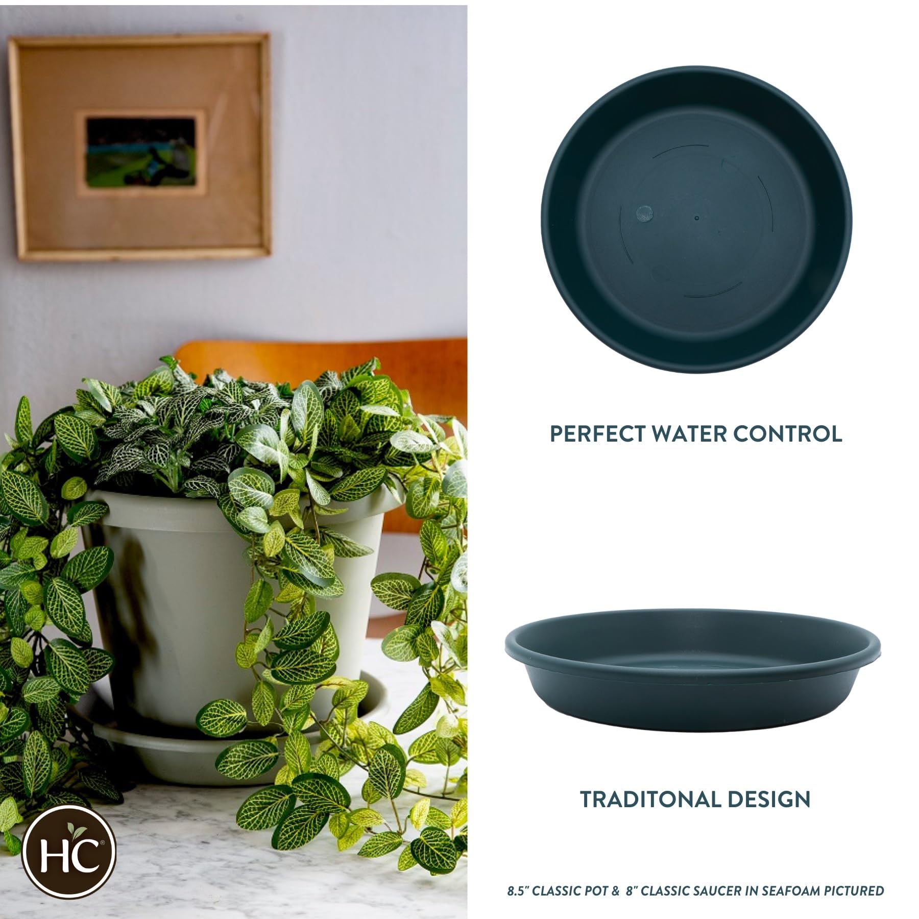 The HC Companies flower pot saucer showing traditional design