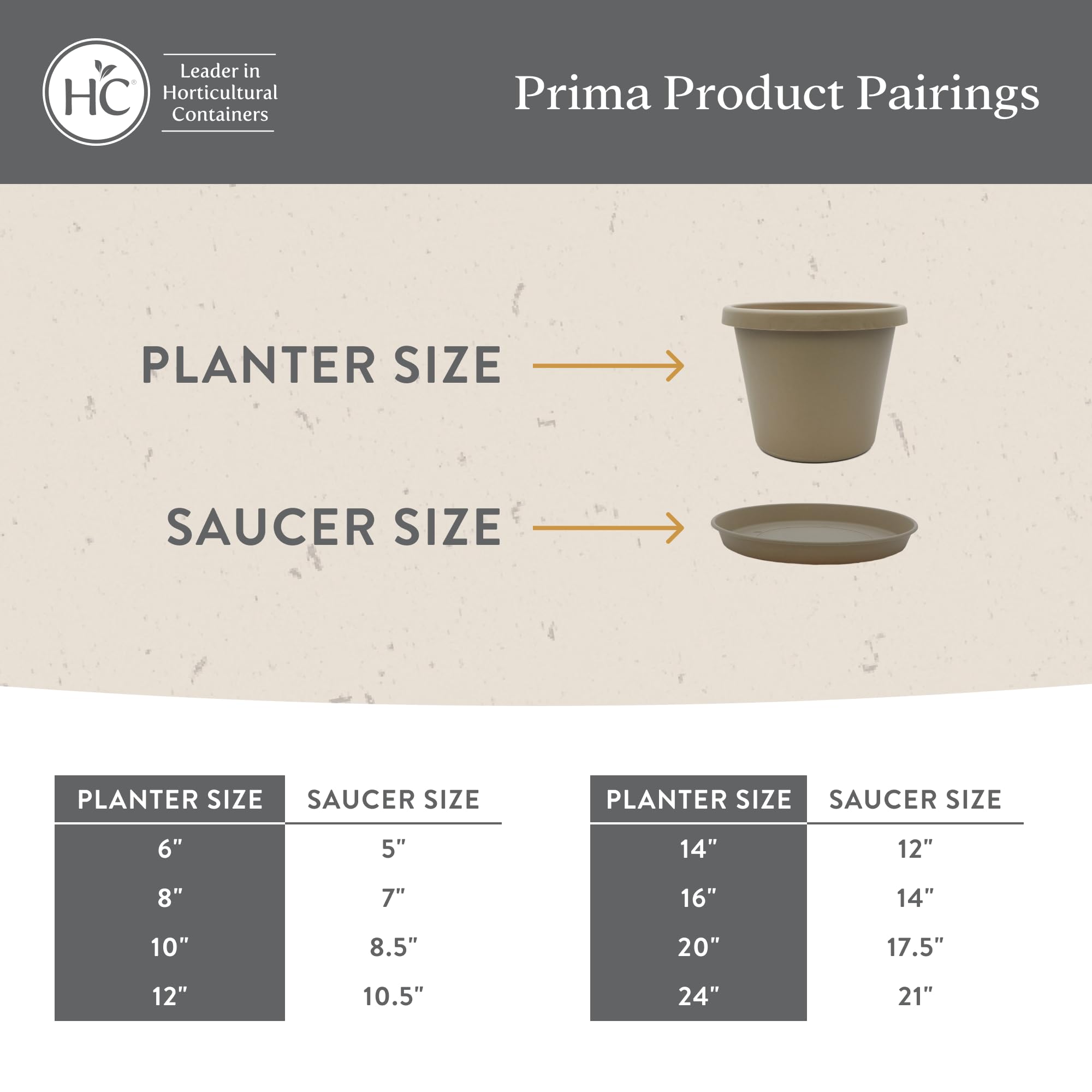 The HC Companies Prima Round Planter Pot, Sandstone, drainage holes