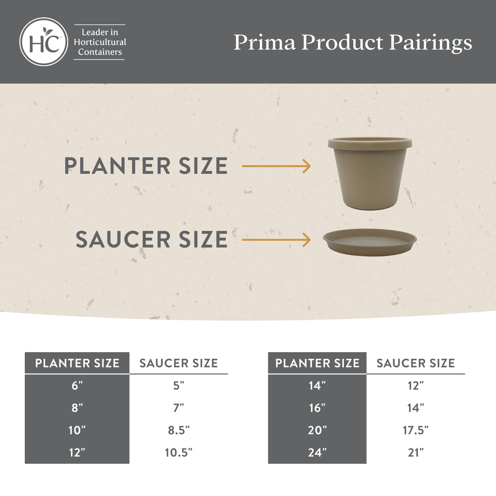 The HC Companies Prima Round Planter Pot, Sandstone, drainage holes