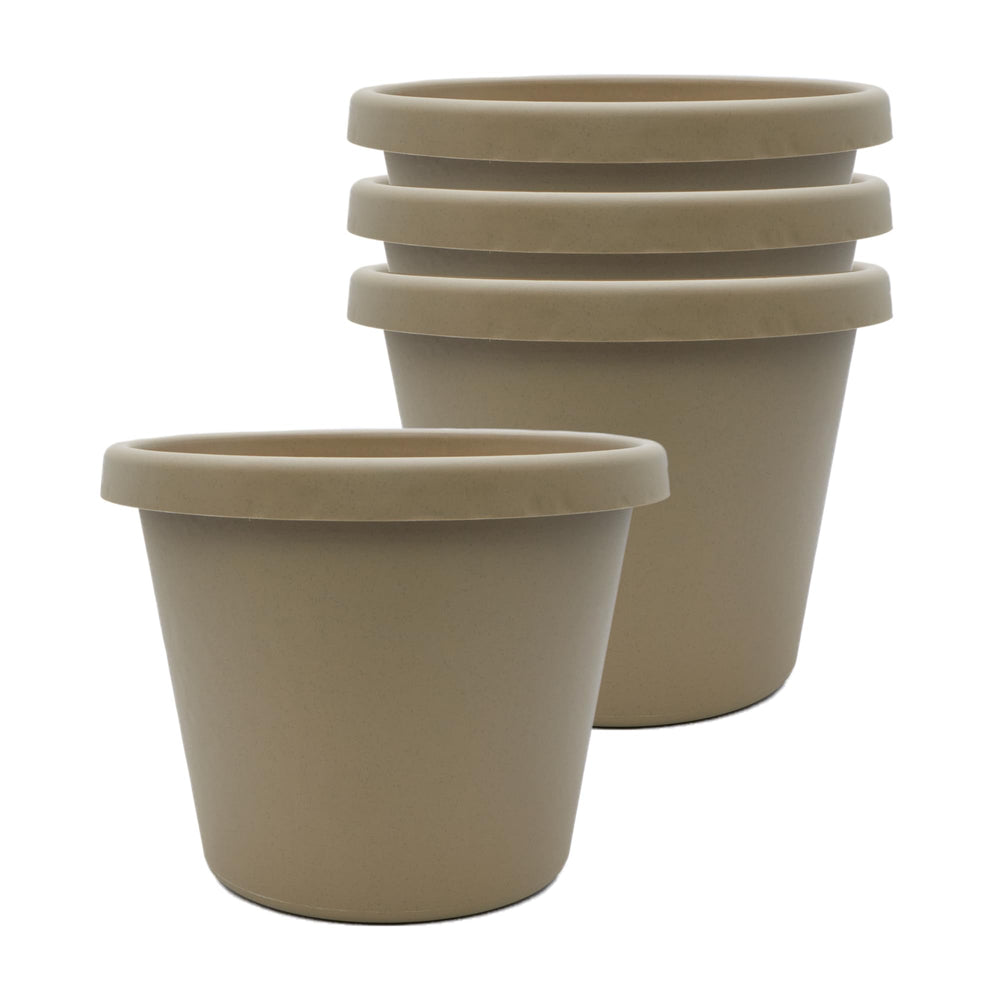 The HC Companies Prima Round Planter Pot, Sandstone, front view