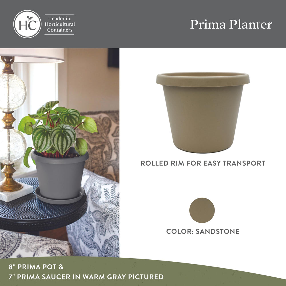 The HC Companies Prima Round Planter Pot, Sandstone, side view