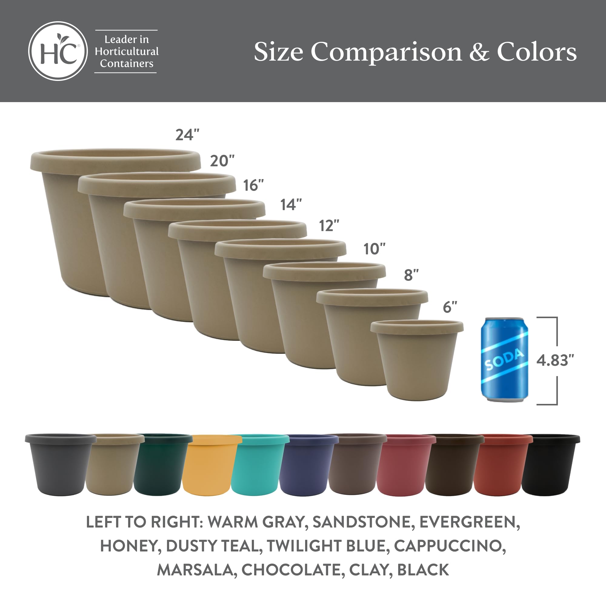 The HC Companies Prima Round Planter Pot, Sandstone, with herbs