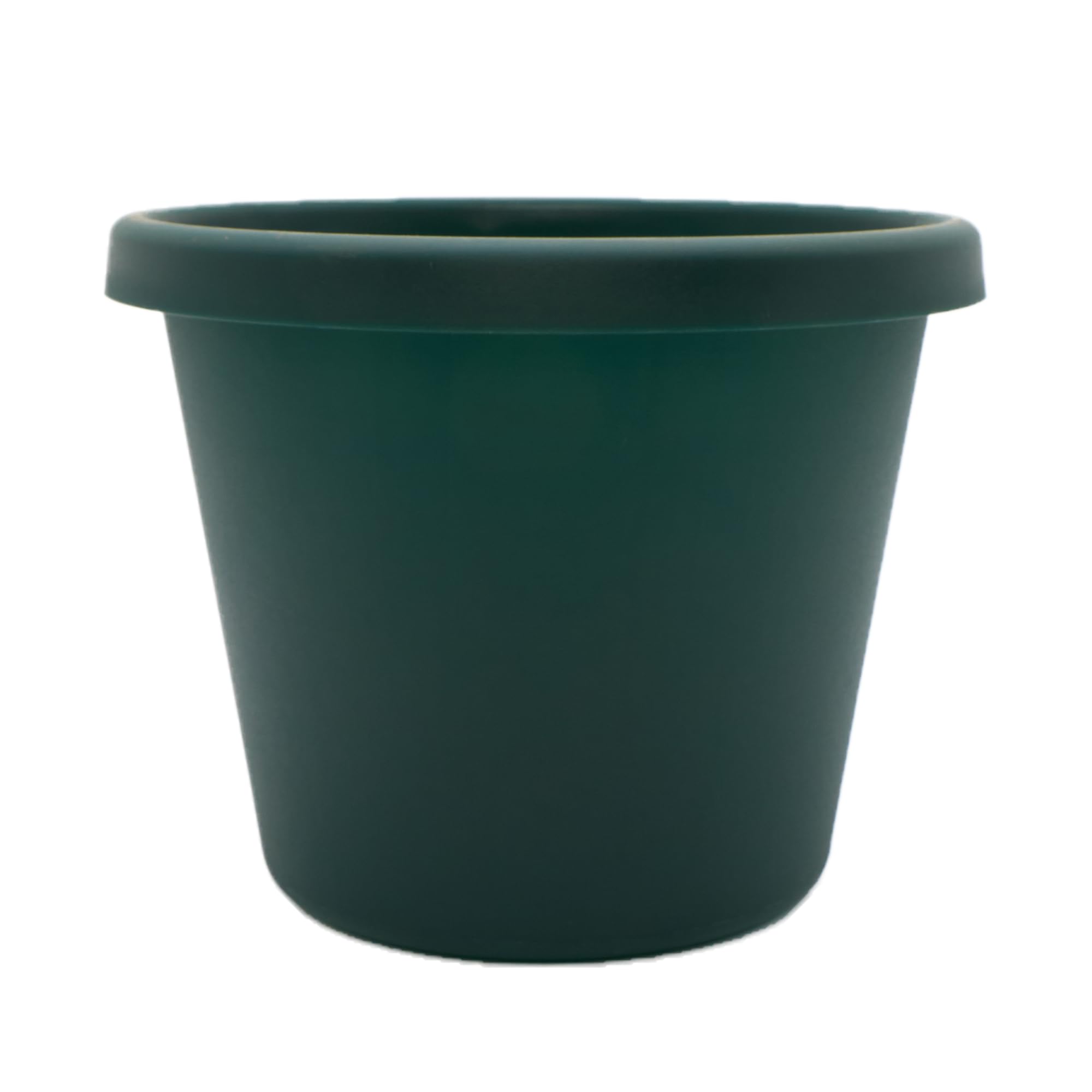 The HC Companies Prima Round Plastic Plant Pot front view, evergreen colour