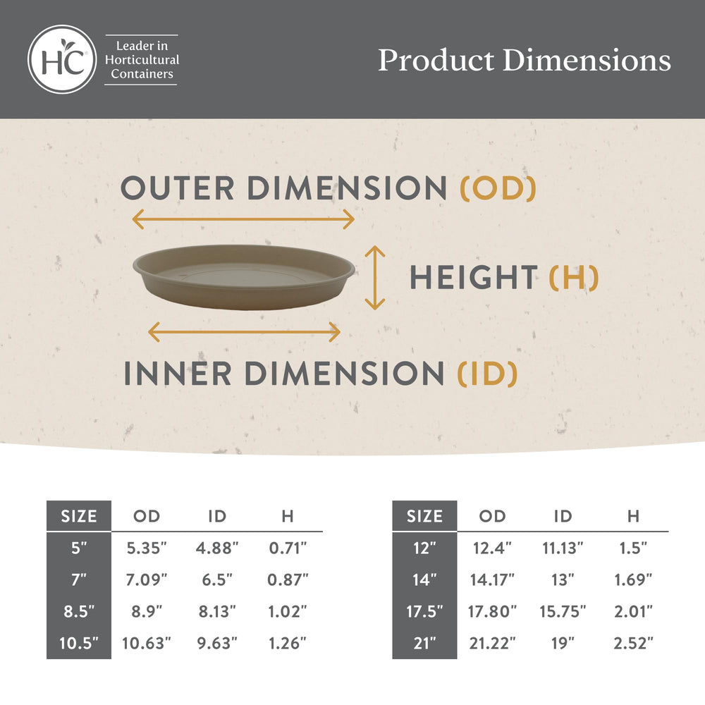 The HC Companies Round Prima Plant Saucer 17.5-inch Warm Gray in outdoor setting