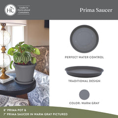 The HC Companies Round Prima Plant Saucer 17.5-inch Warm Gray side view