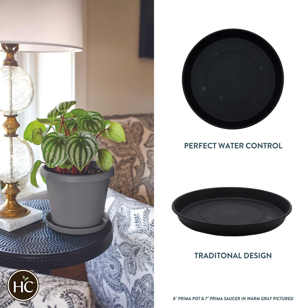 The HC Companies round Prisma flower pot saucer side view