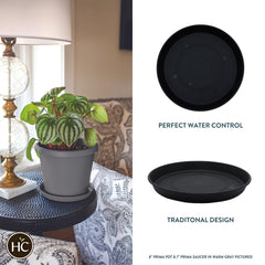 The HC Companies round Prisma flower pot saucer side view