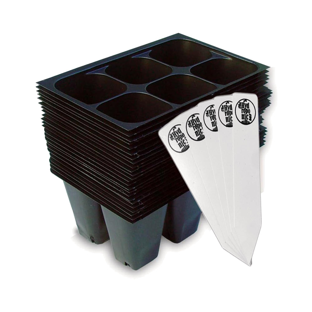 The Hydroponic City 144-cell seed starter trays black front view