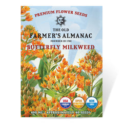 The Old Farmer's Almanac Butterfly Milkweed Seeds packet front view