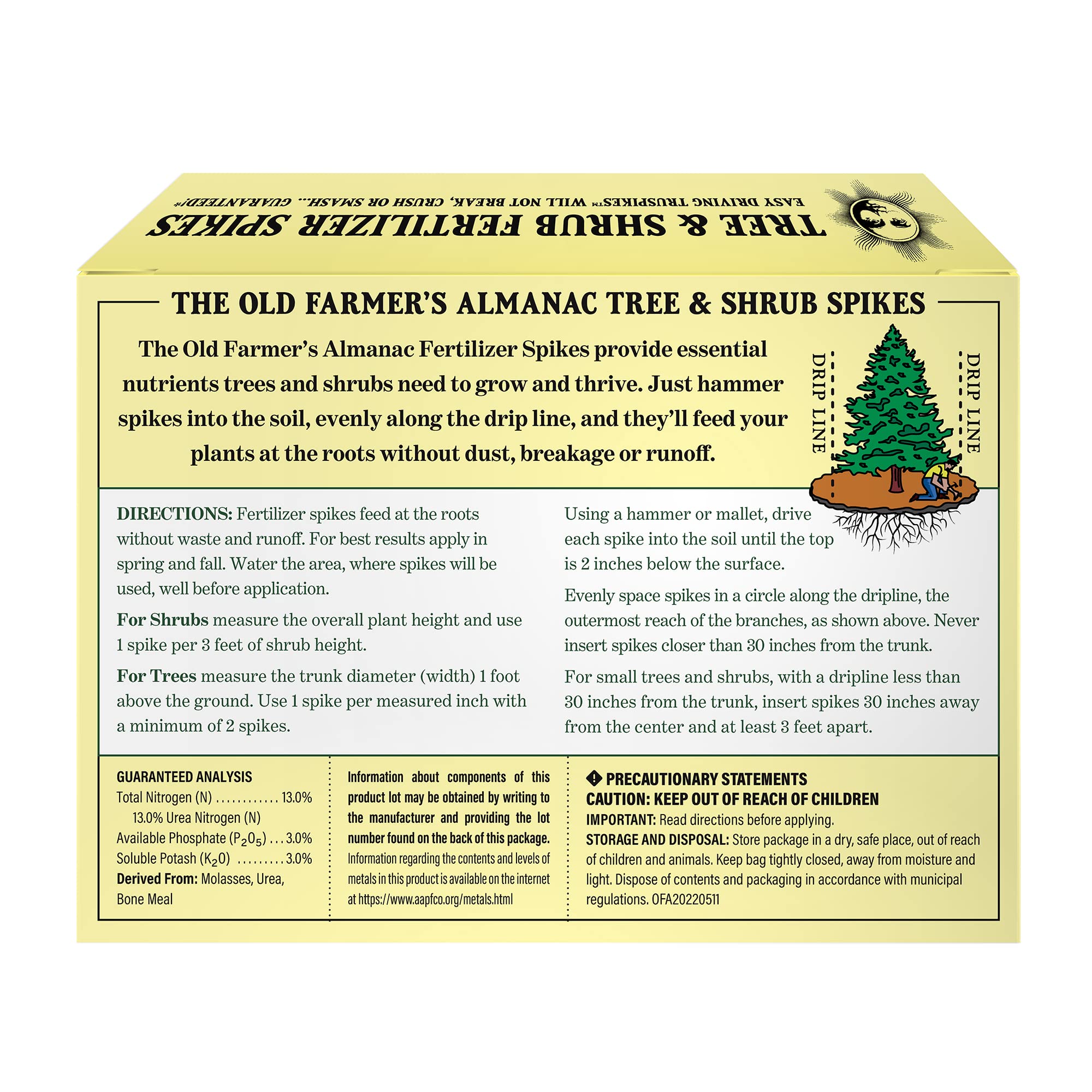 The Old Farmer's Almanac fertilizer spikes in garden soil