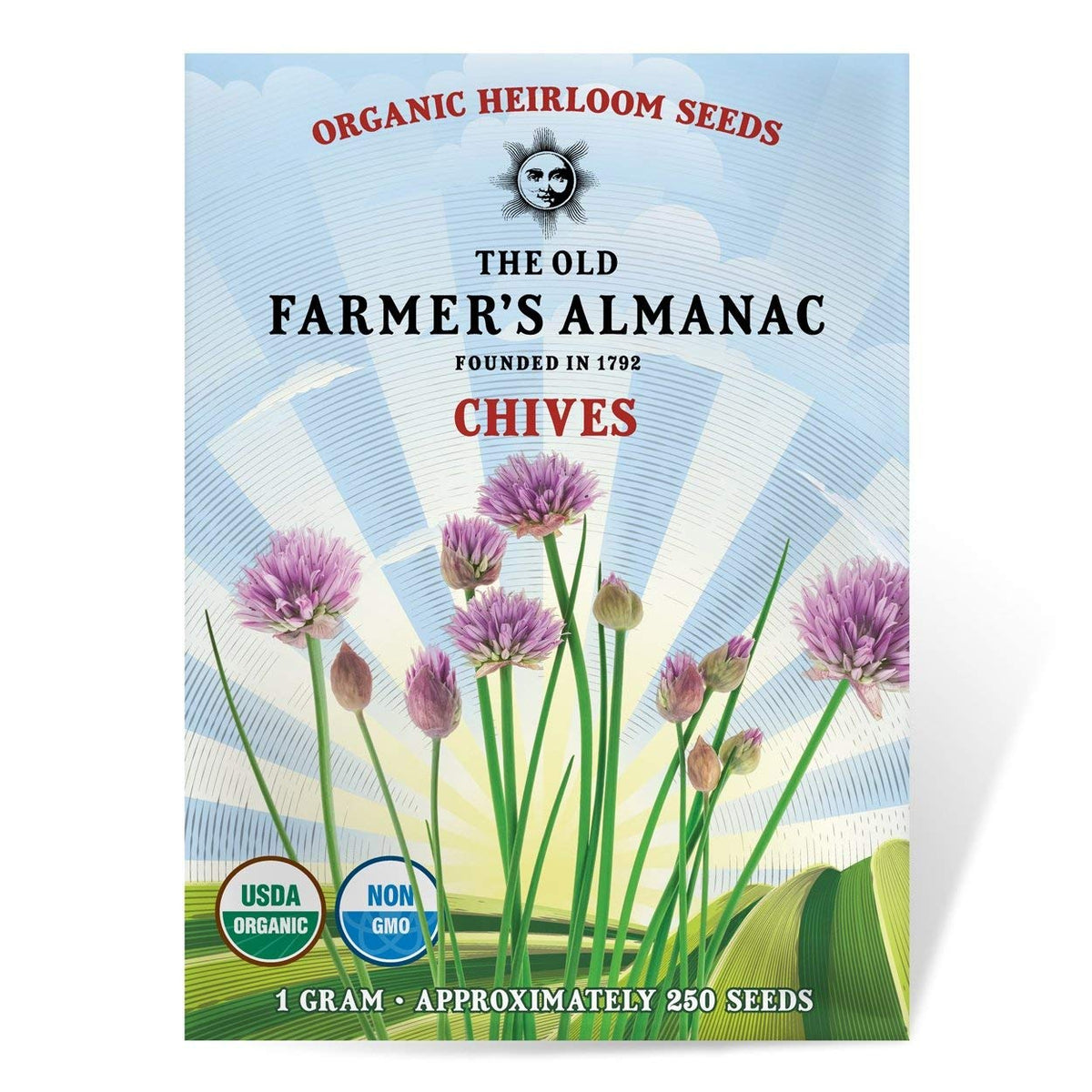 The Old Farmer's Almanac Heirloom Organic Chive Seeds packet front view